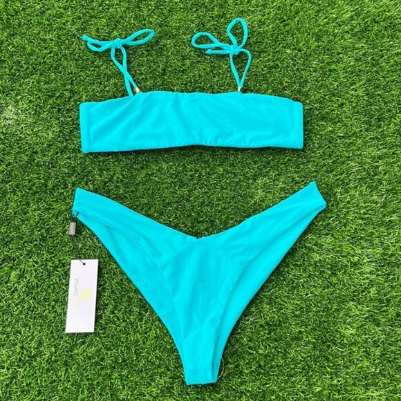 POEMA SWIM Teal Bikini size large - Picture 2 of 10